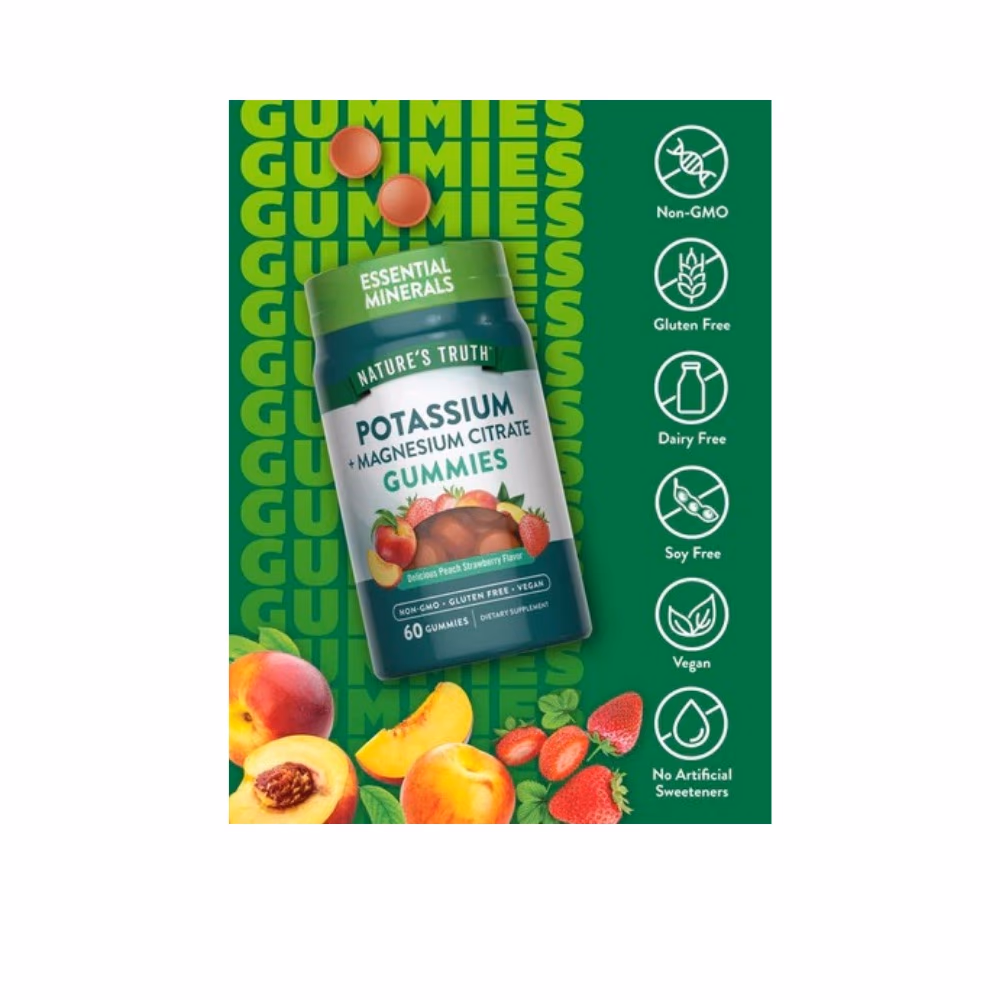 Nature's Truth Potassium Mag Citrate Peach-Strawberry Gummies 60s 5