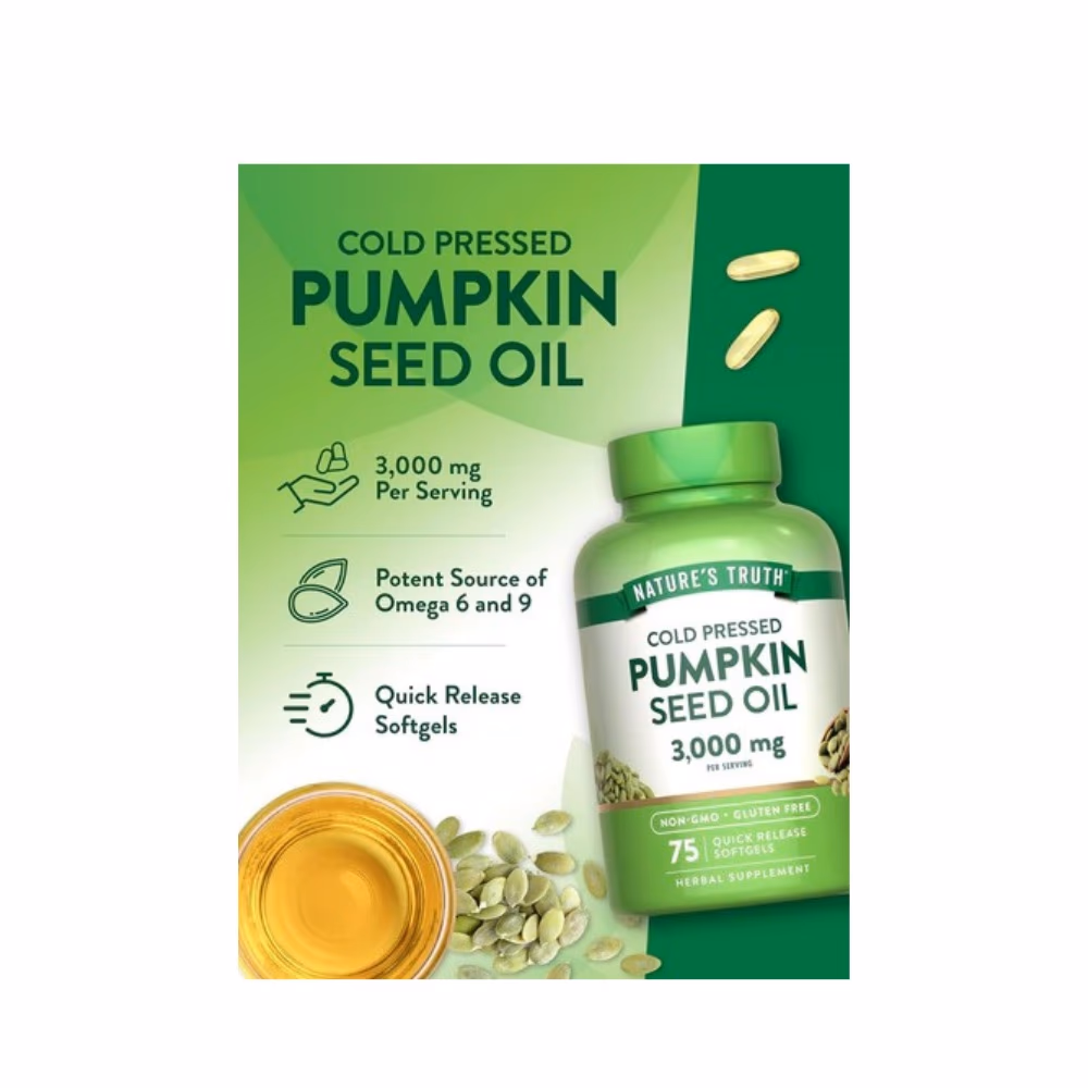 Nature's Truth Pumpkin Seed Oil 3000mg Softgel 75s 4