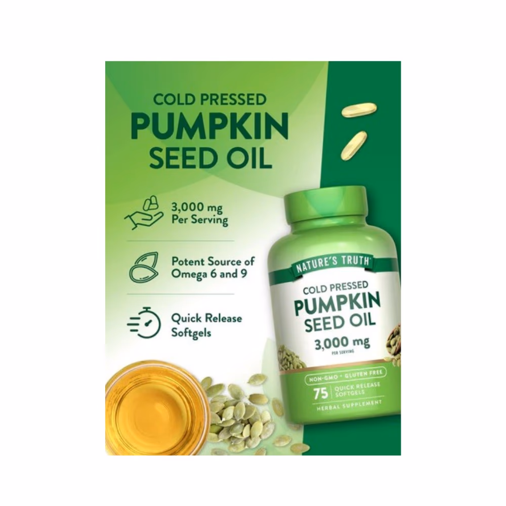 Nature's Truth Pumpkin Seed Oil 3000mg Softgel 75s 2