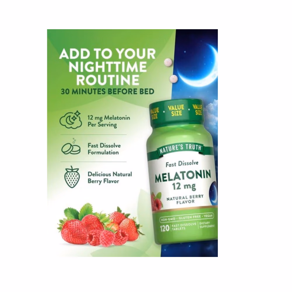 Nature's Truth Sleep Melatonin 12mg Tablets 120S 4