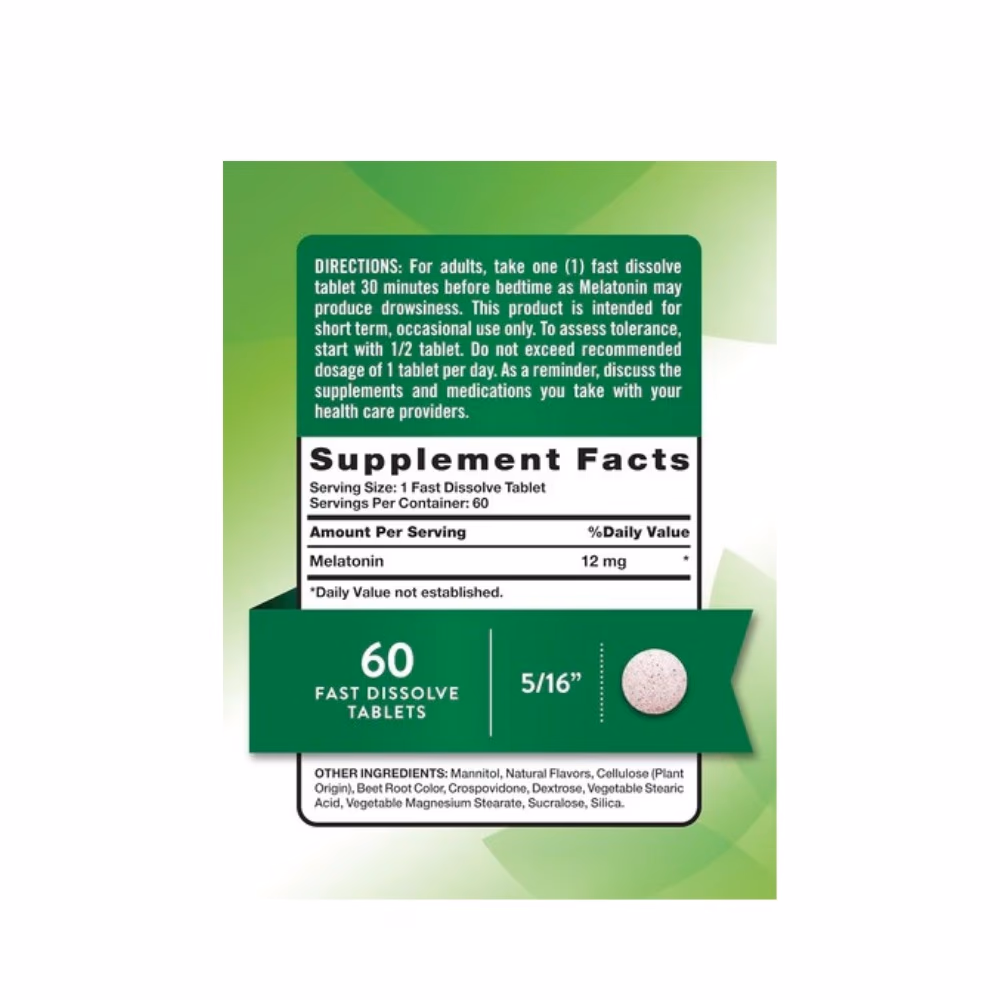 Nature's Truth Sleep Melatonin 12mg -60 Tablets  3