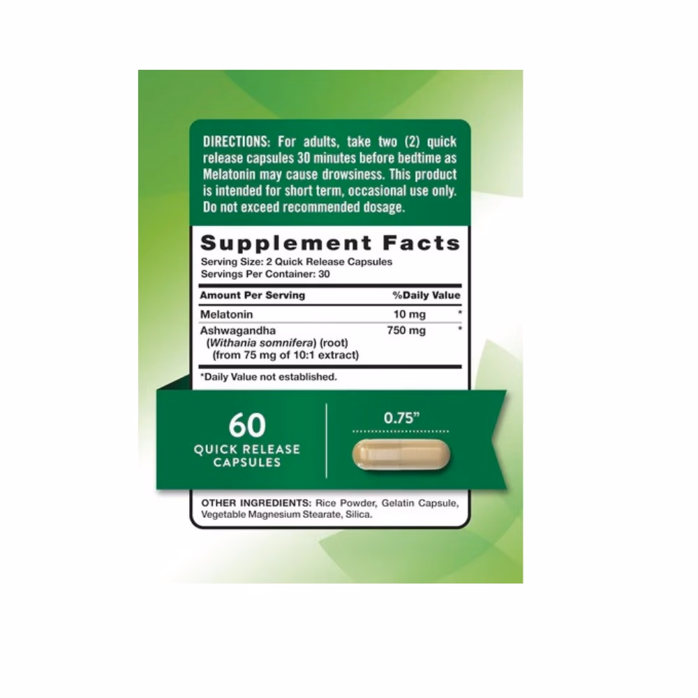  Nature's Truth Sleep Melatonin 10mg + Ashwagandha - 60 Capsules  3