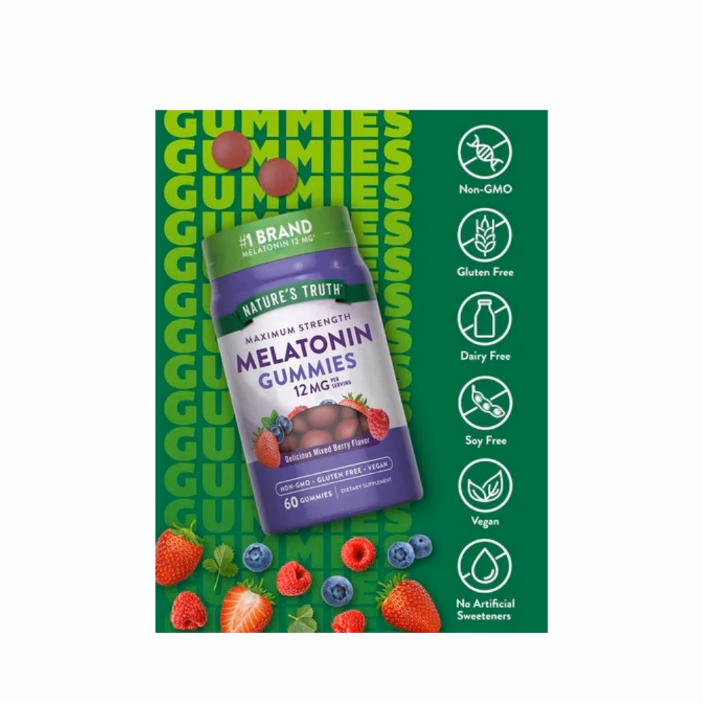 Nature's Truth Sleep Melatonin 12mg Mixed Berry Gummies 60S 4
