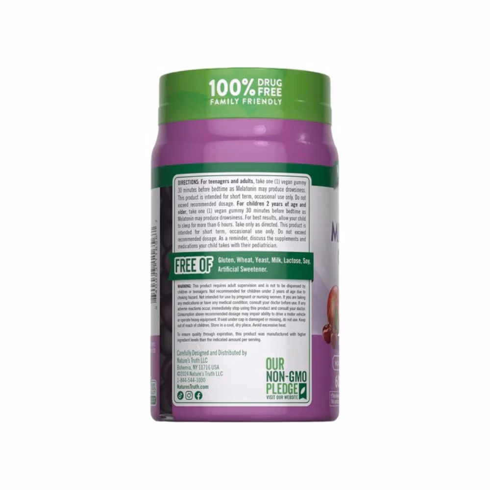 Nature's Truth Sleep Melatonin 1MG Cherry Pomegranate Gummies 60S 2