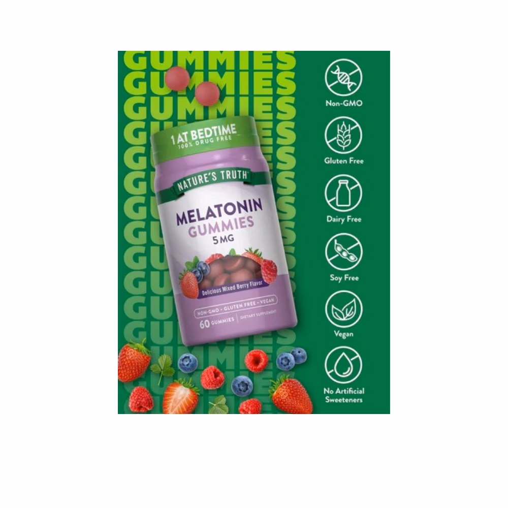 Nature's Truth Sleep Melatonin 5mg Mixed Berry - 60 Gummies 5