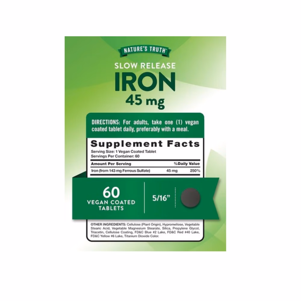 Nature's Truth Slow Release Iron 45mg Tab 60s  4