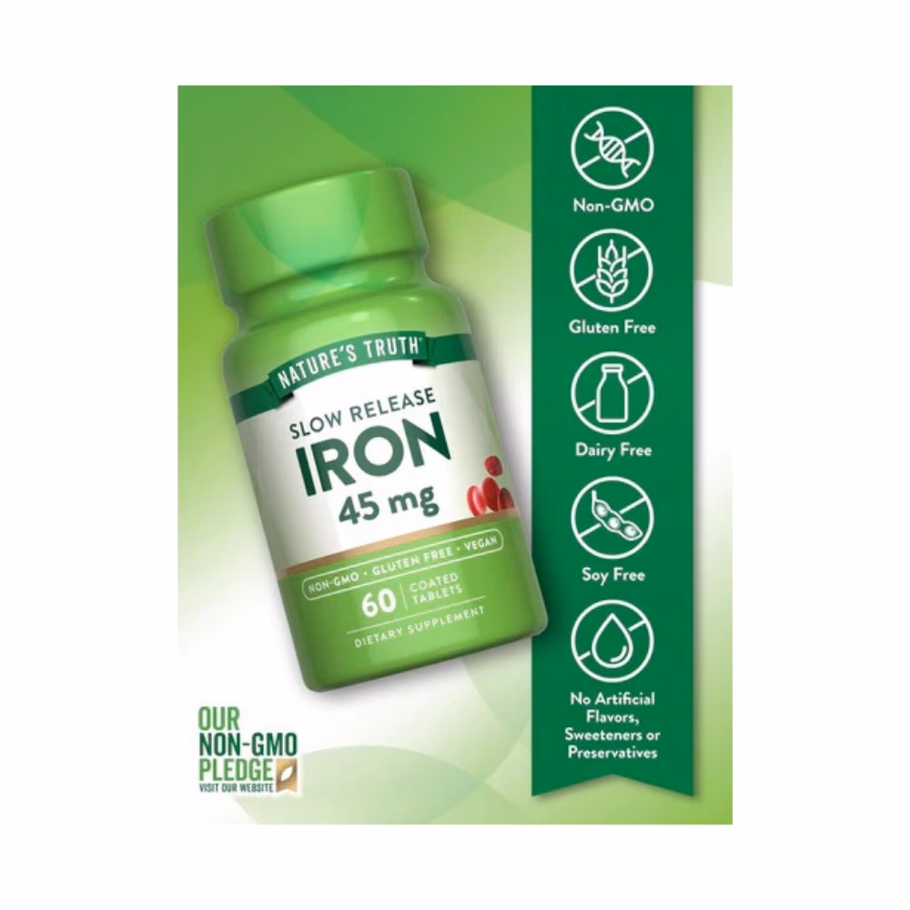 Nature's Truth Slow Release Iron 45mg Tab 60s  2