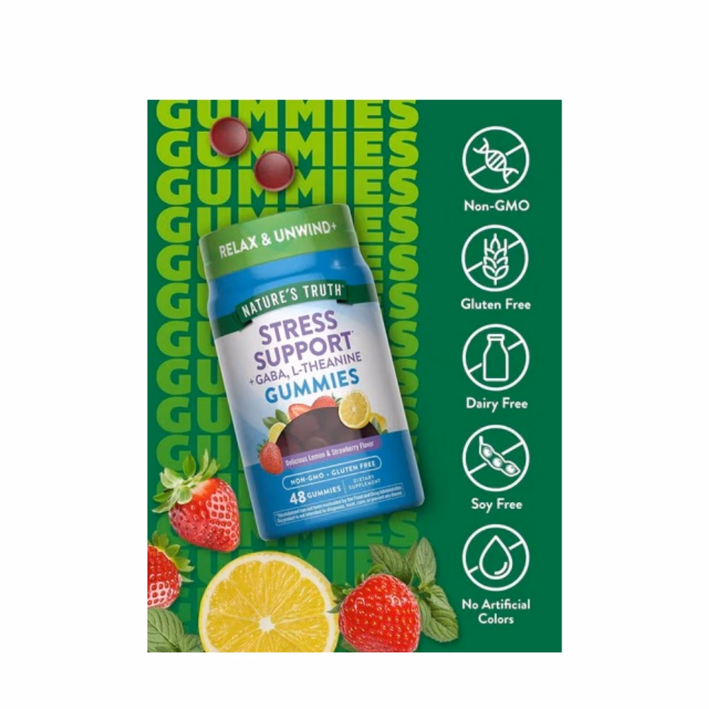 Nature's Truth Stress Support Lemon & Strawberry- 60 Gummies  2