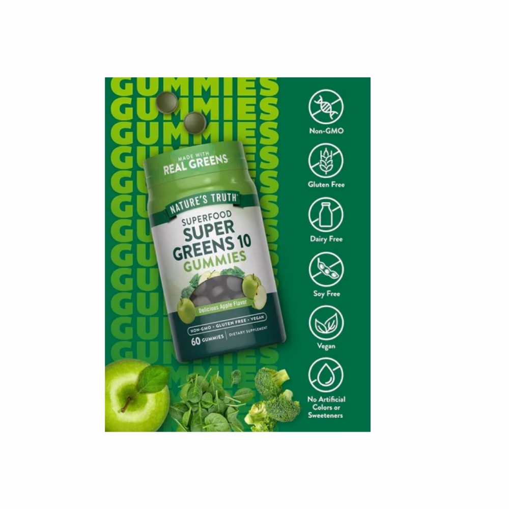 Nature's Truth Super Greens 10 Gummies 60s 2