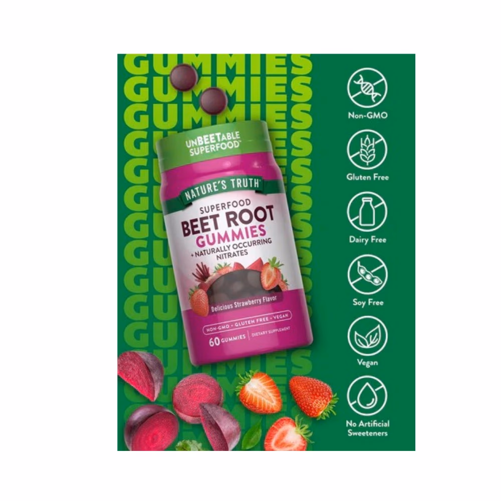 Nature's Truth Superfood Beet Root Strawberry Gummies 60s  4