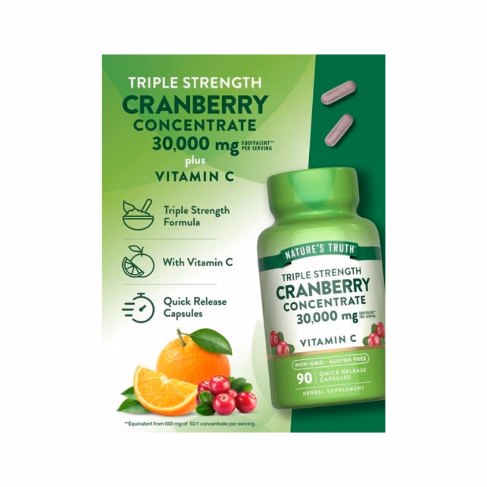 Nature's Truth Triple Strength Cranberry 30,000mg + Vitamin C 90 Caps 4