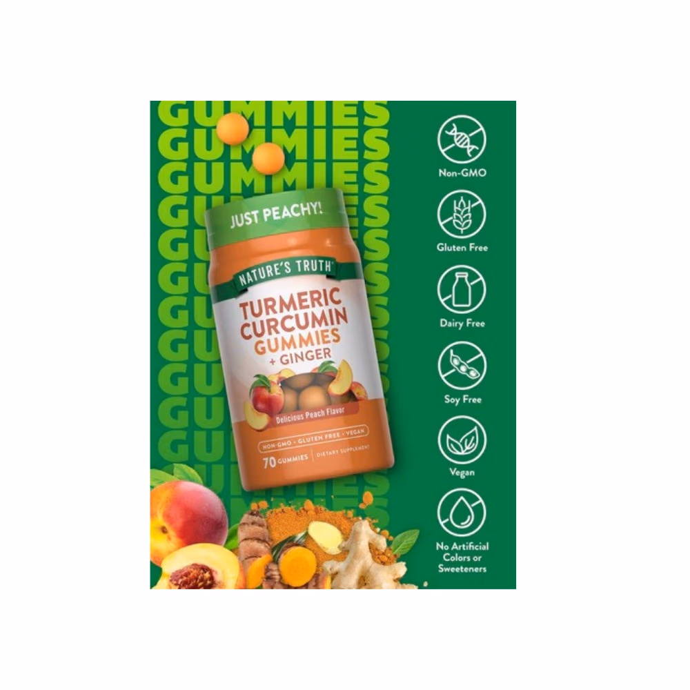 Nature's Truth Turmeric Curcumin + Ginger Peach Gummies 70s 5