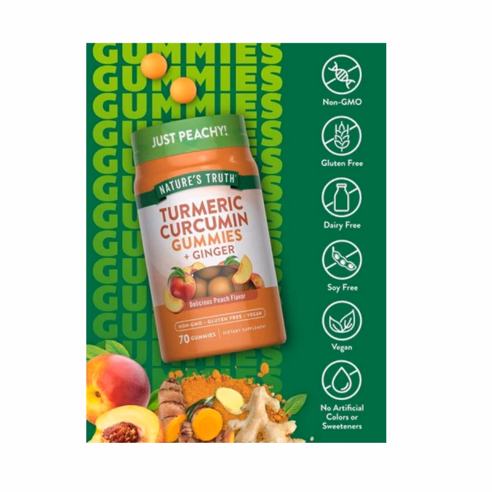 Nature's Truth Turmeric Curcumin + Ginger Peach Gummies 70s 4