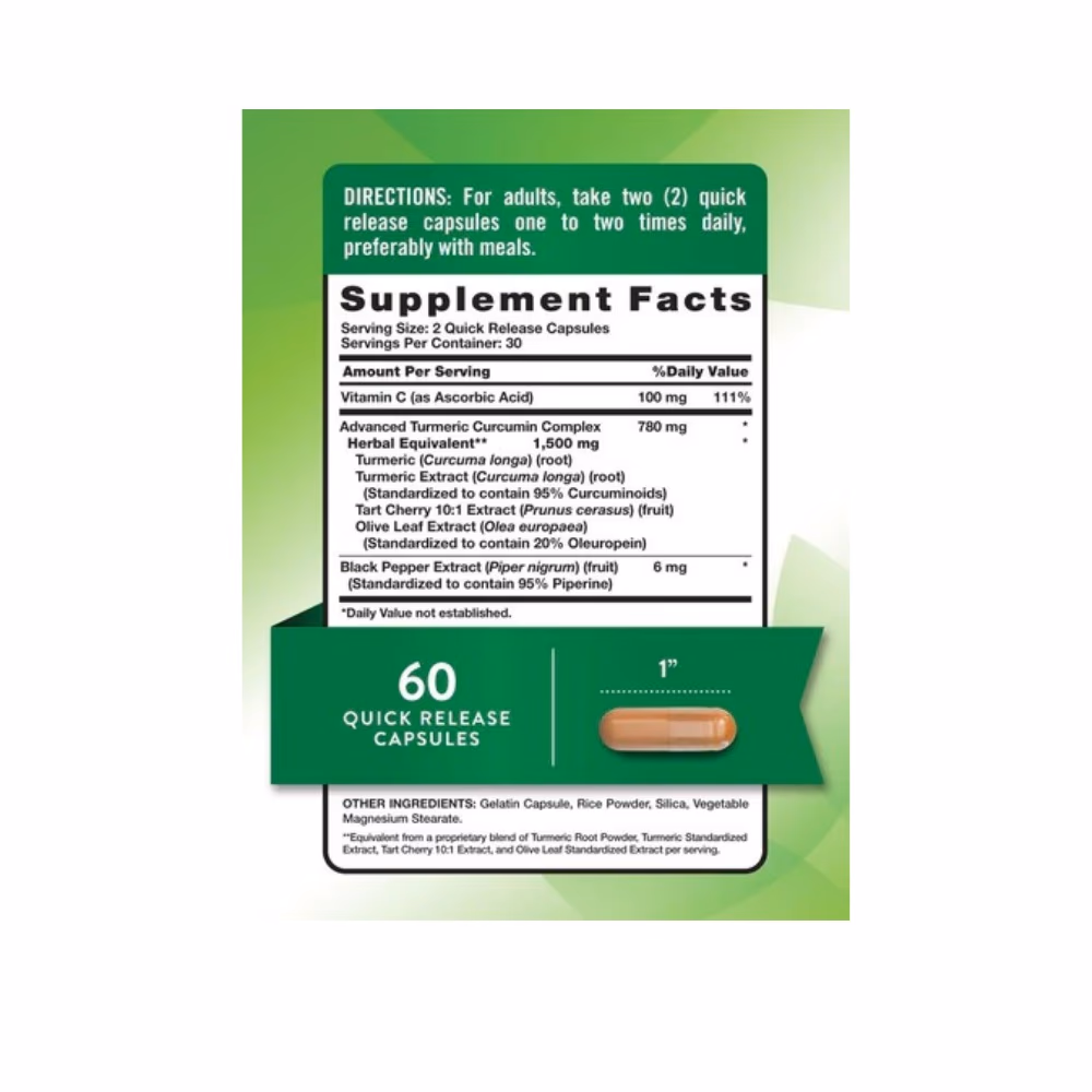 Nature's Truth Turmeric Curcumin Complex 1500mg 60 Caps 5