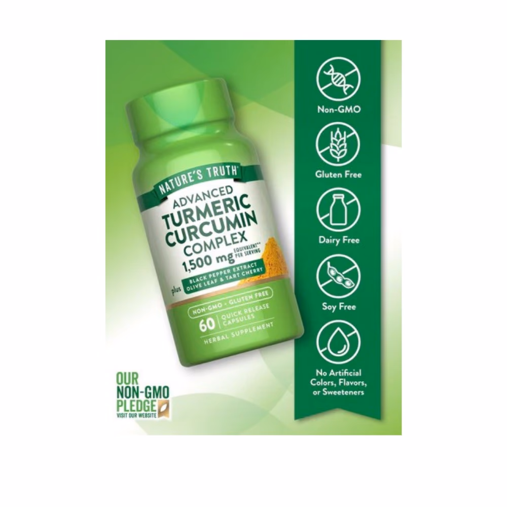Nature's Truth Turmeric Curcumin Complex 1500mg 60 Caps 4
