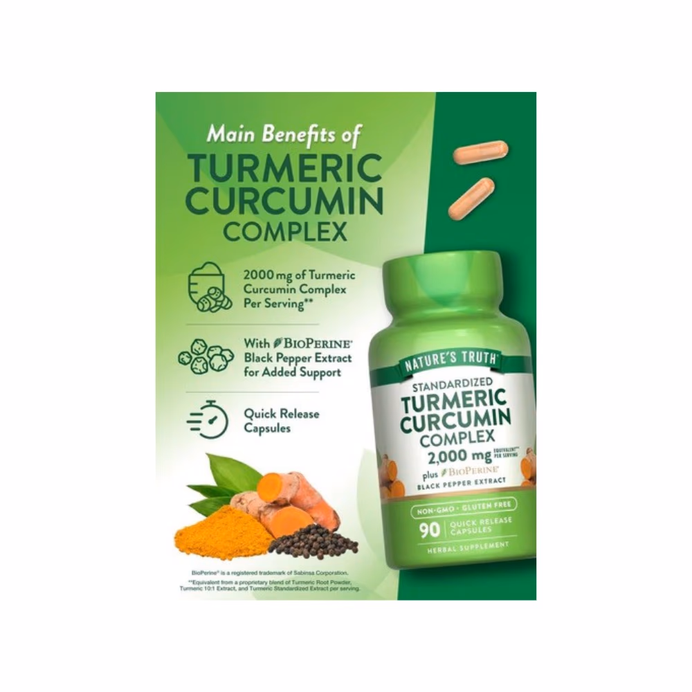 Nature's Truth Turmeric Curcumin Complex 2000mg 90 Caps 5