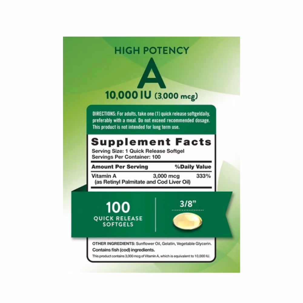 Nature's Truth Vitamin A 10,000 IU 100 Softgels 5