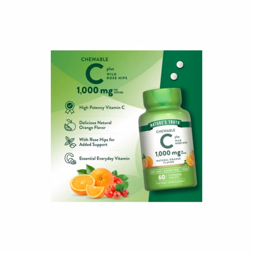 Nature's Truth Vitamin C 1000mg Orange Chewable 60 Tablets 3