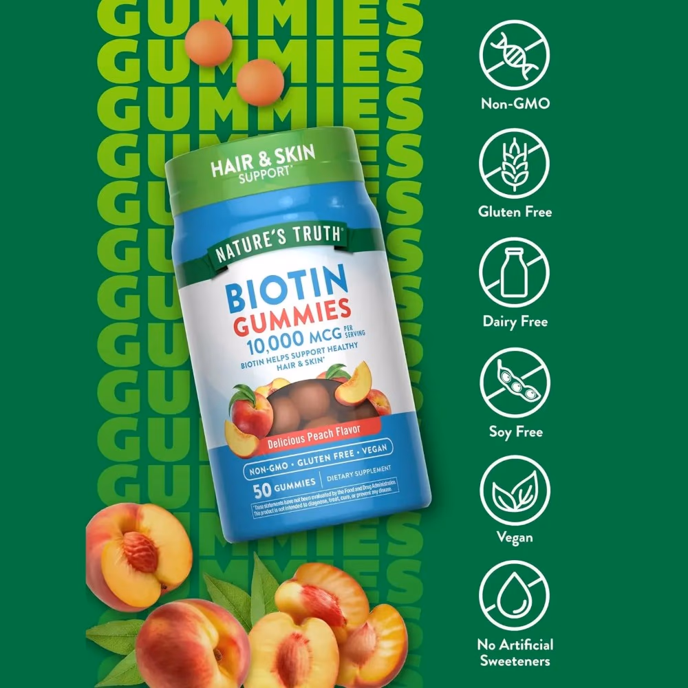 Natures Truth Biotin 10000Mg Hair Skin Gummies - 50 Gummies 5