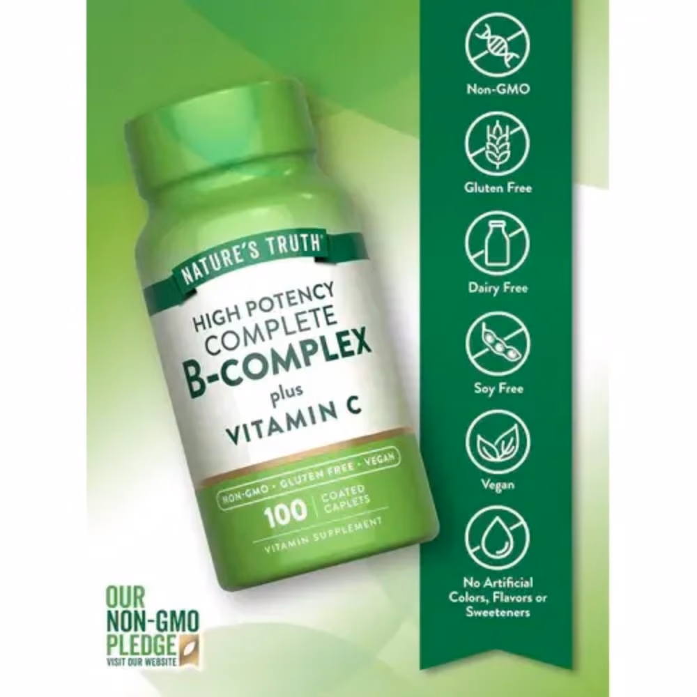 Natures Truth Complete B-Complex Plus Vitamin C - 100 Capsules 2