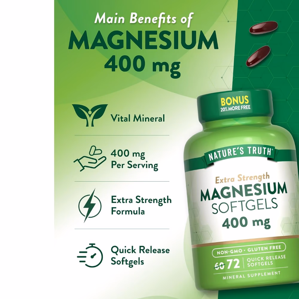 Natures Truth Magnesium 400mg - 72 Softgels 4