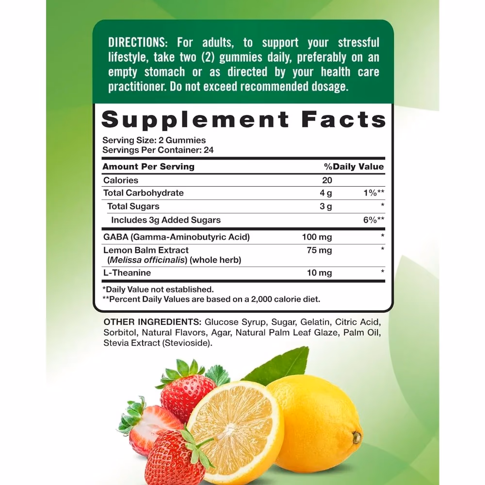 Natures Truth Stress Support + GABA, L-Theanine Gummies - 48 Gummies 3