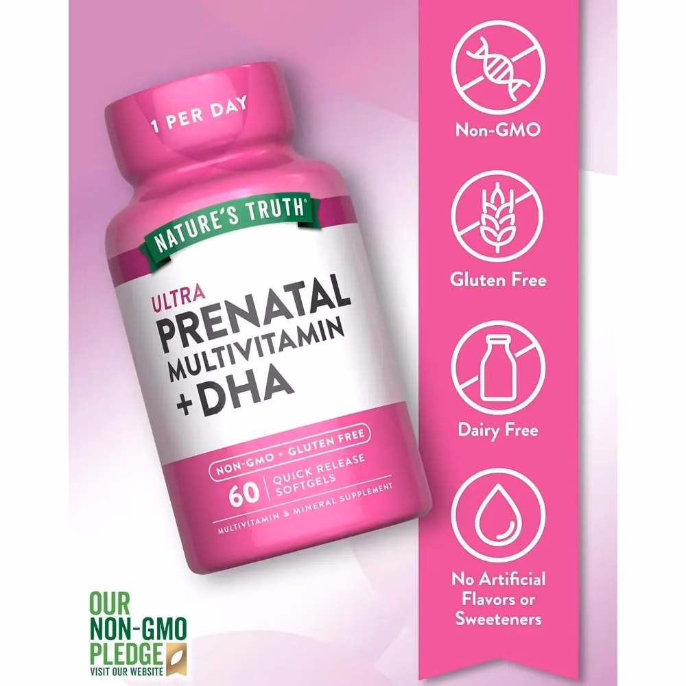Natures Truth Ultra Prenatal Vitamins+DHA - 60 Softgels 5
