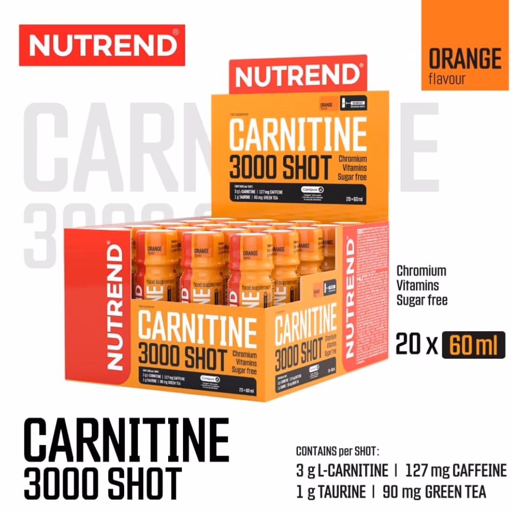 Nutrend Carnitine 3000 Shot Orange 60ml – Pack of 20 2