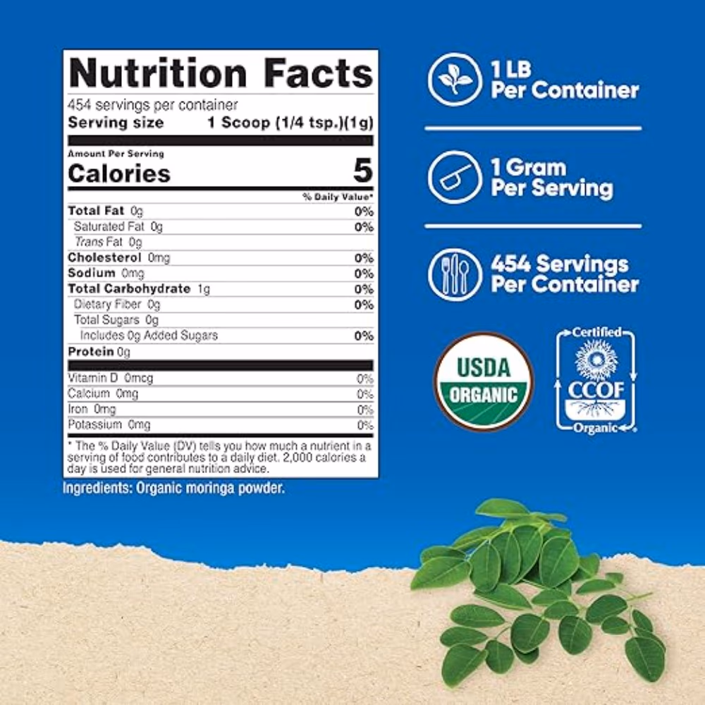 Nutricost Organic Moringa Powder Unflavored 454g 5