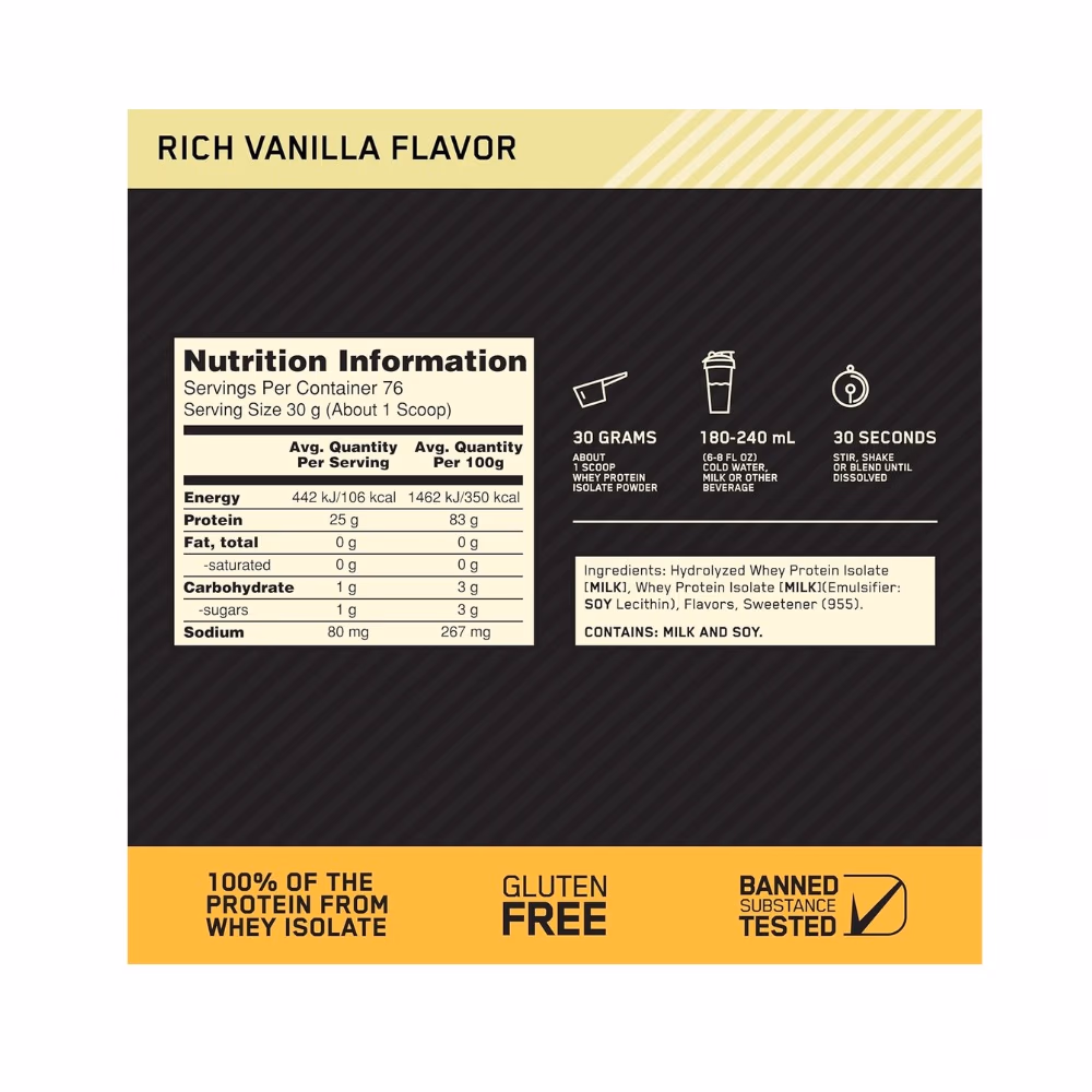 Optimum Nutrition 100% Gold Standard Isolate Vanilla 5LB 4