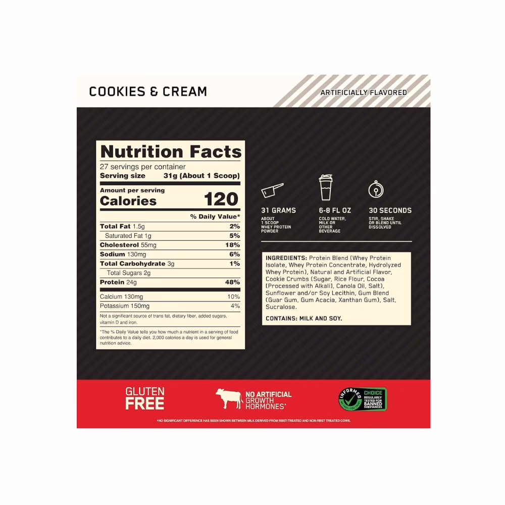 Optimum Nutrition 100% Gold Standard Whey Cookies and Cream 2LB 4