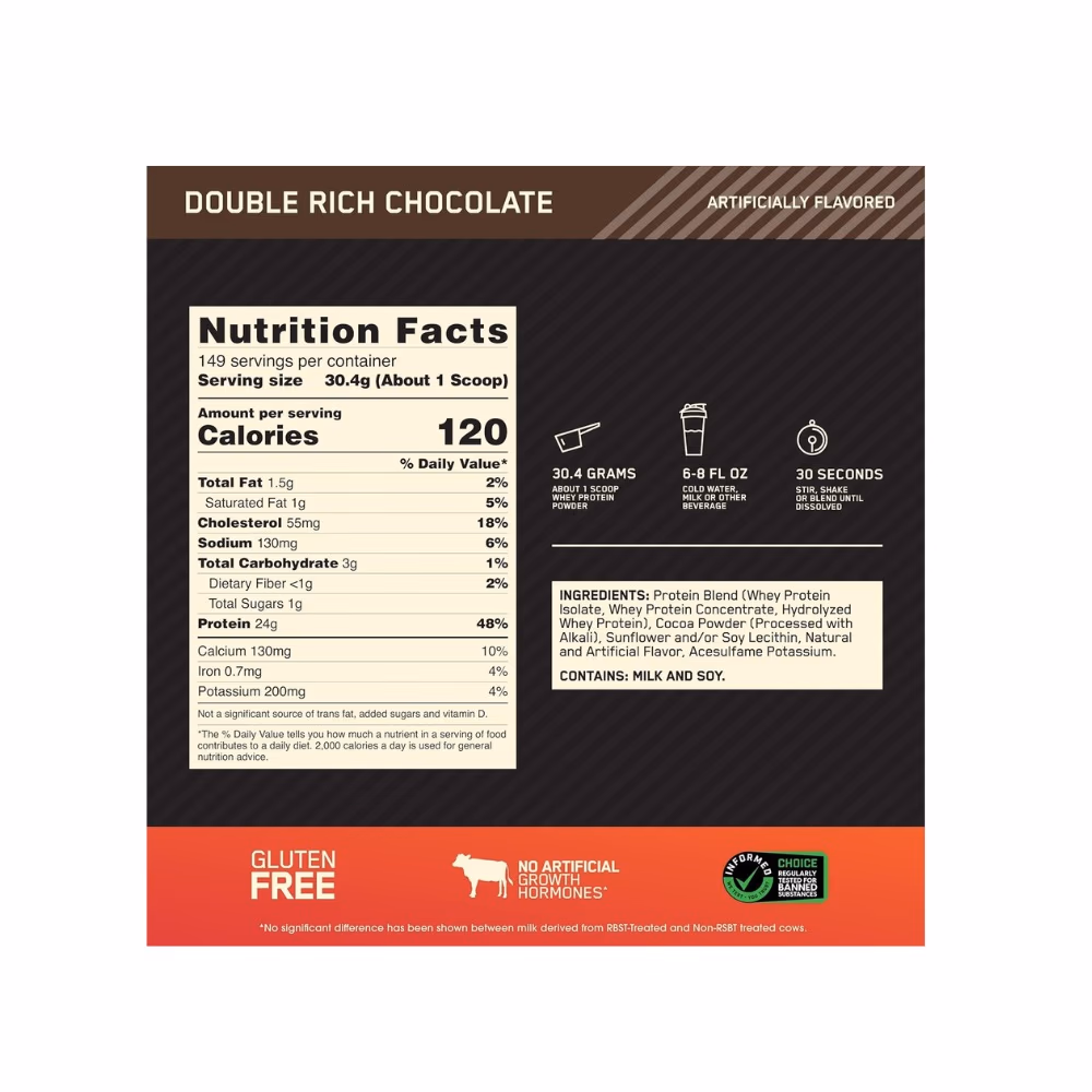 Optimum Nutrition 100% Gold Standard Whey Double Rich Chocolate 10LB 4
