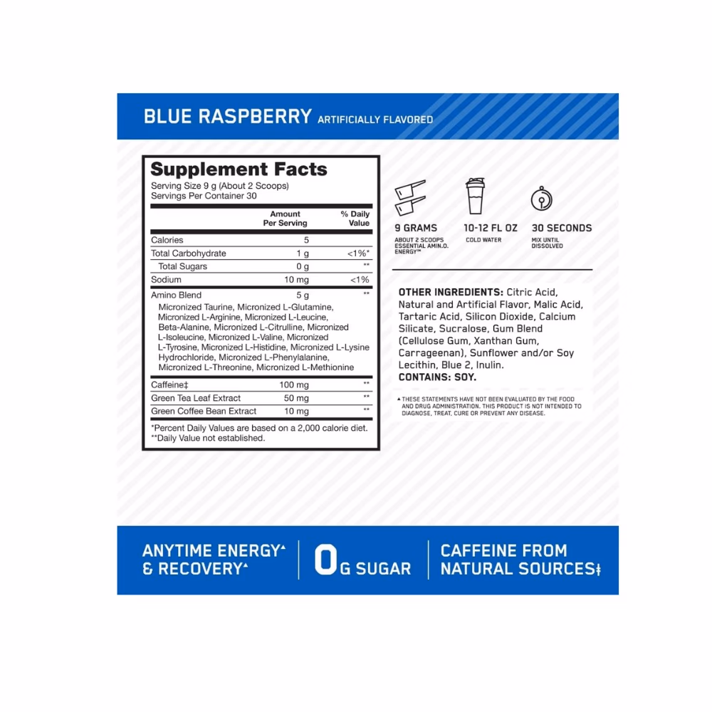 Optimum Nutrition Amino Energy Blue Raspberry 30 Servings 2