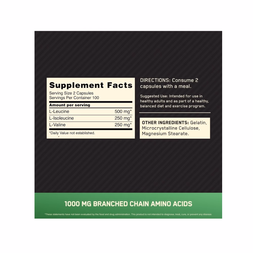Optimum Nutrition BCAA 1000- 200 Capsules 2