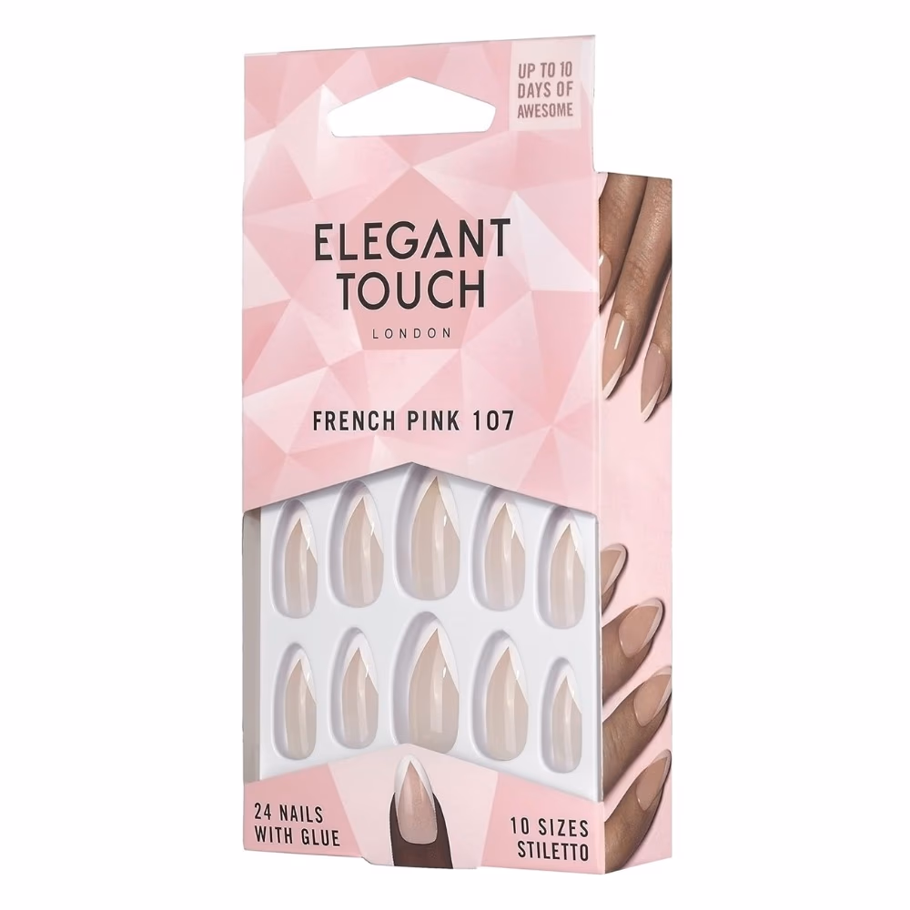Elegant Touch Statement French Stiletto Pink Nails 5