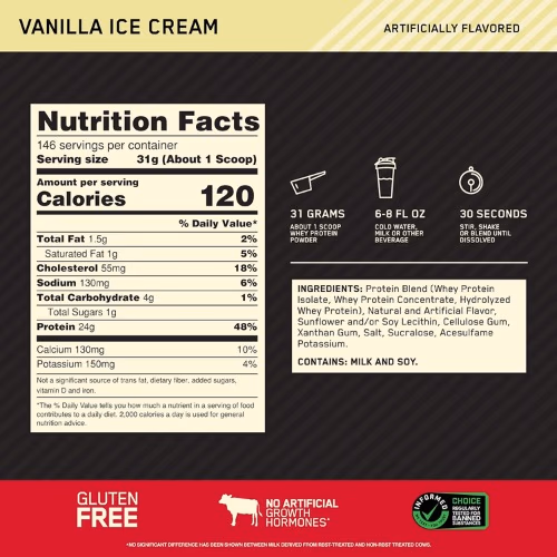 Optimum Nutrition 100% Gold Standard Whey Vanilla 10LB 2