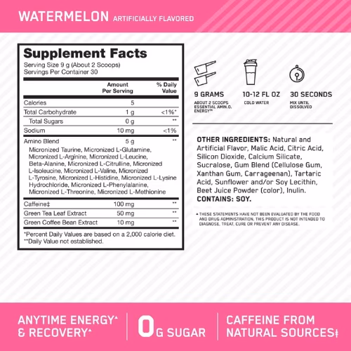 Optimum Nutrition Amino Energy Watermelon flavor - 30 Servings  2