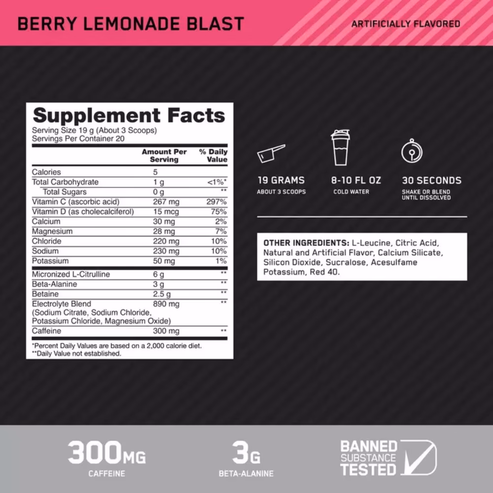 Optimum Nutrition Platinum Igniter Berry Limeade 380g  2