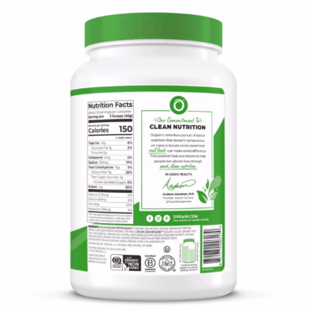 Orgain Organic Plant-Based Protein Powder – Creamy Chocolate Fudge, 2 lb 3