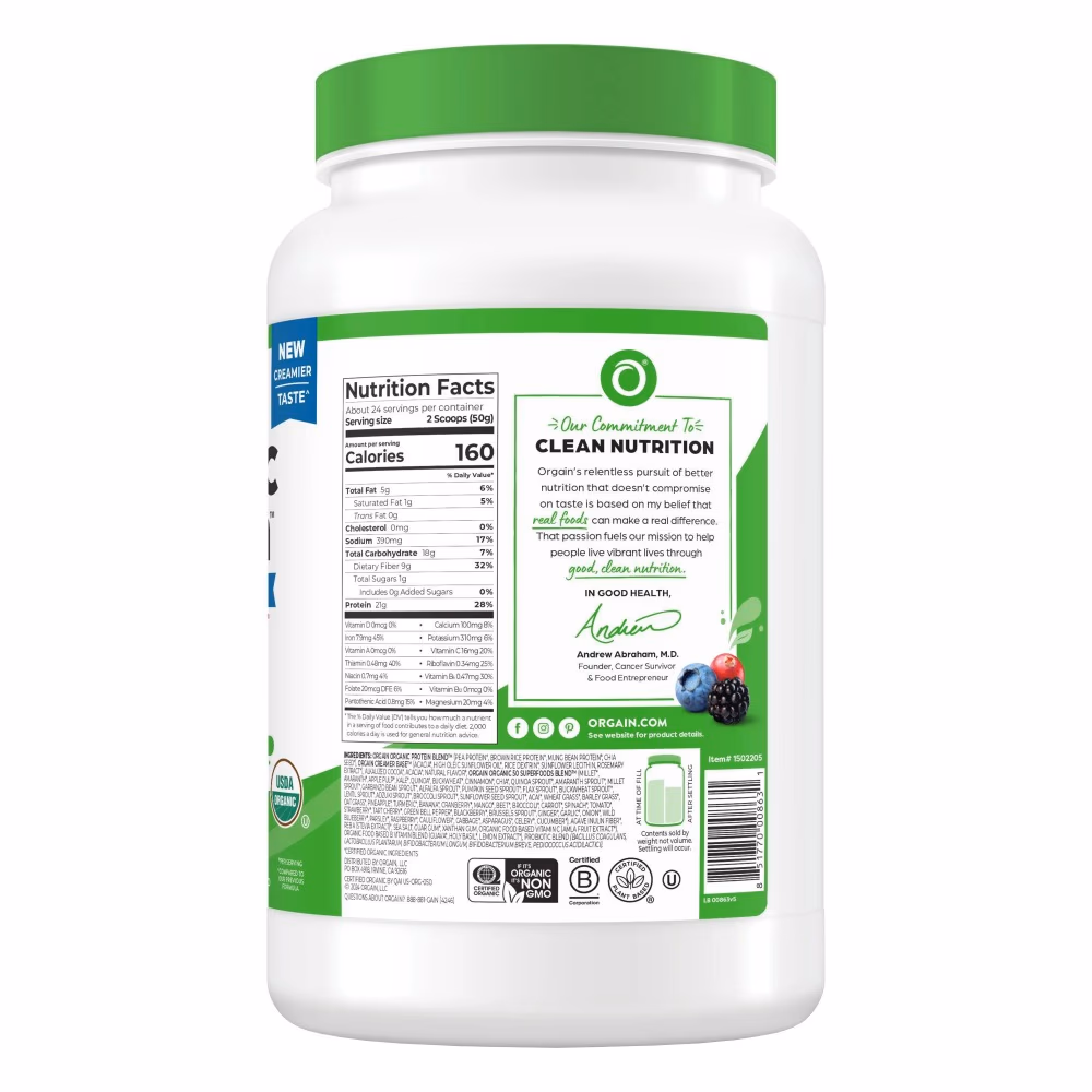 Orgain Organic Protein Powder Superfood +1 Billion Probiotics - Chocolate  3