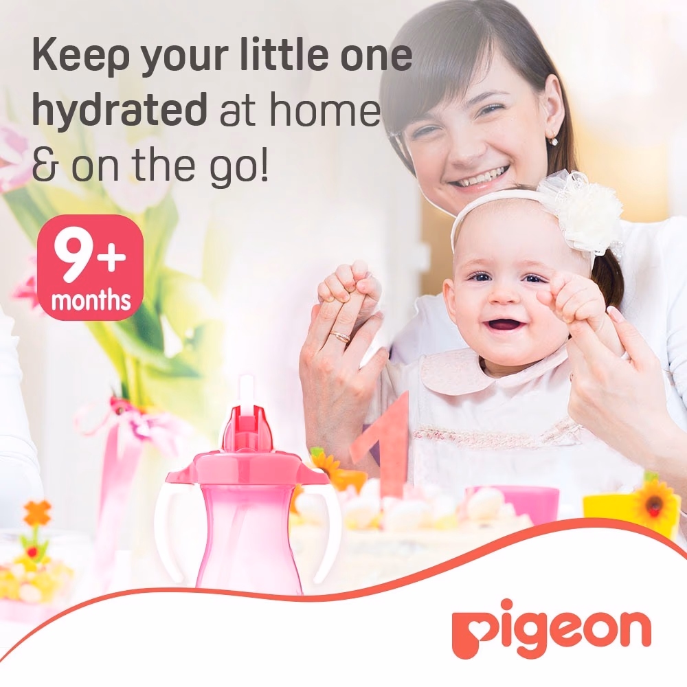 Pigeon Petite Straw Bottle Pink 9+ Months 150ml 26150 3