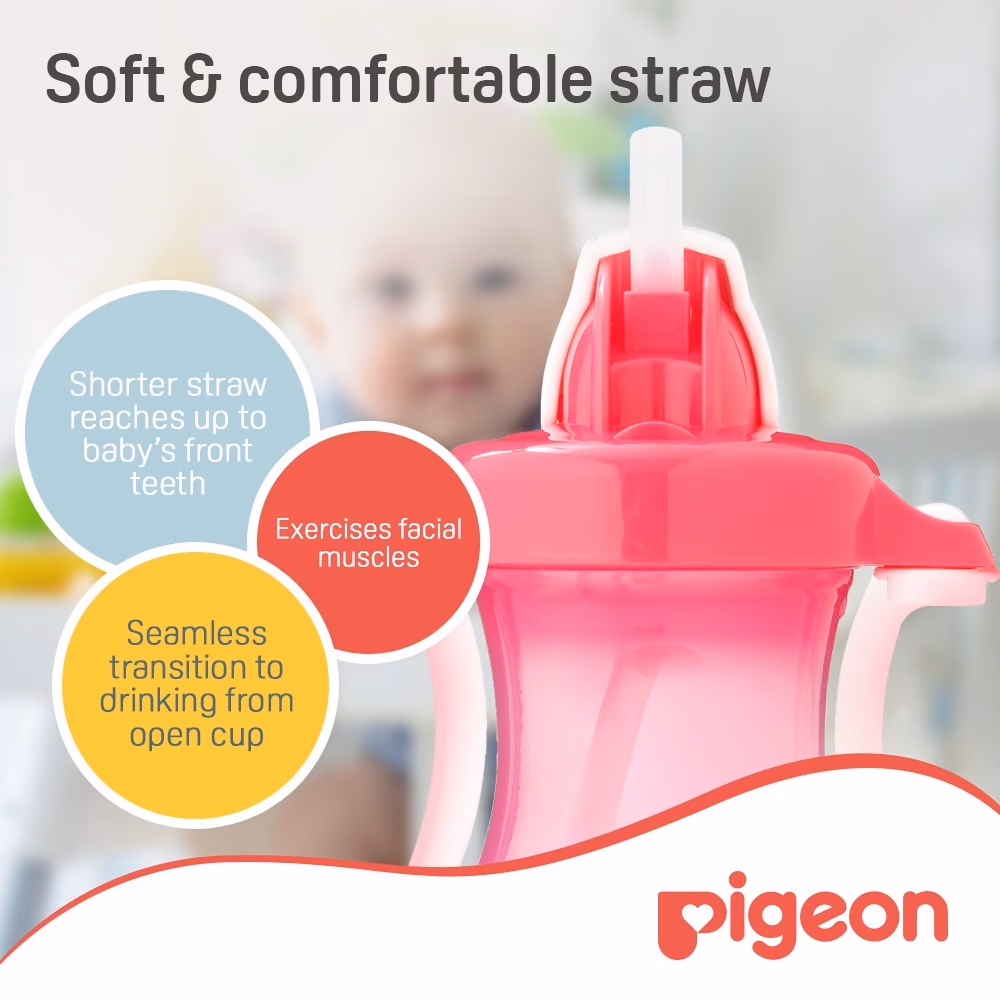 Pigeon Petite Straw Bottle Pink 9+ Months 150ml 26150 4