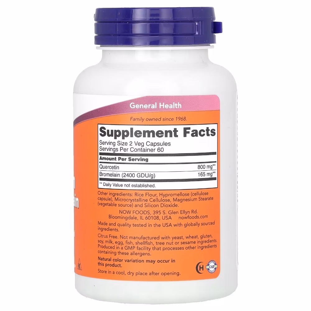 Now Quercetin with Bromelain 120 Veg Capsules 2