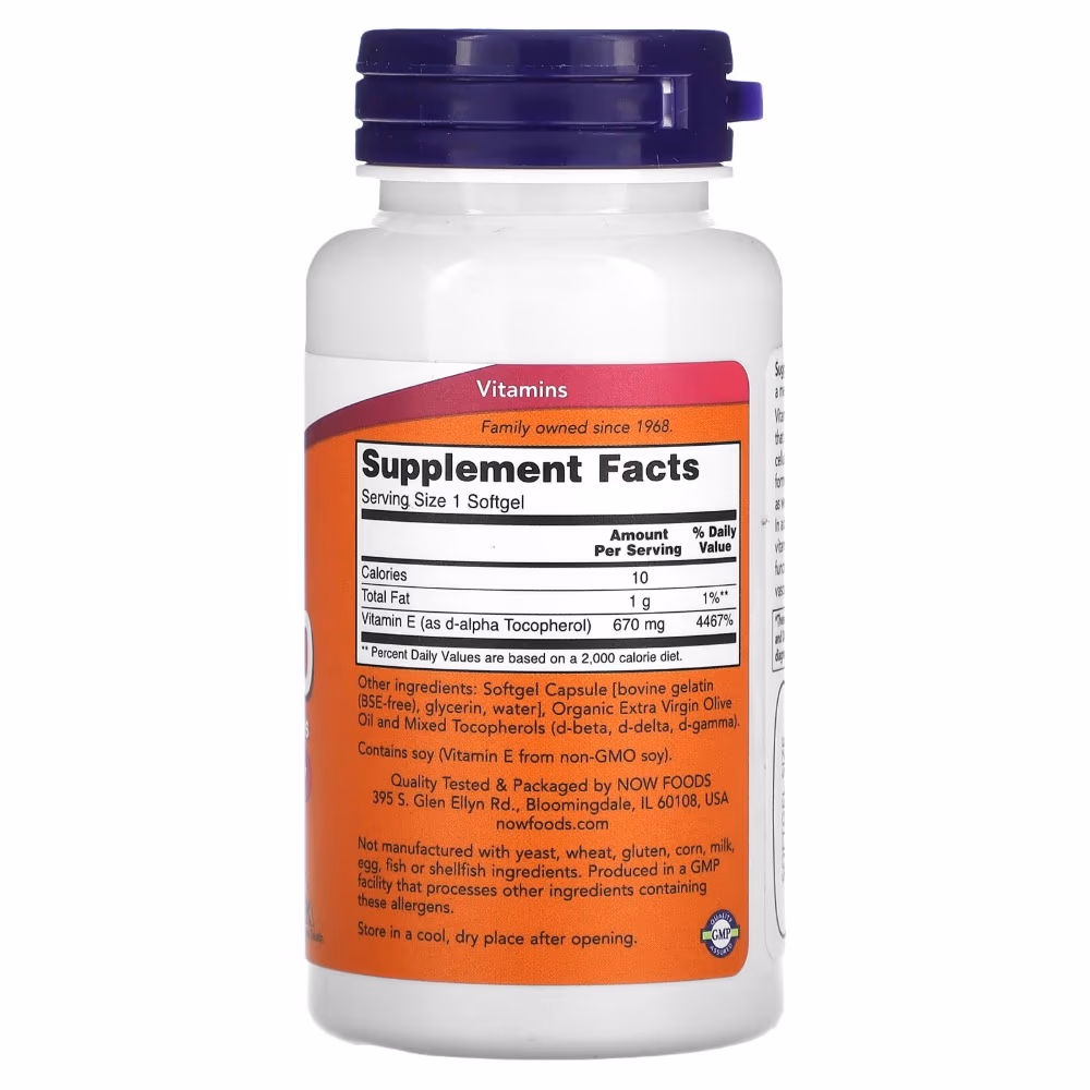 Now Vitamin E 1000 Mixed Tocopherols 50 Softgels 4