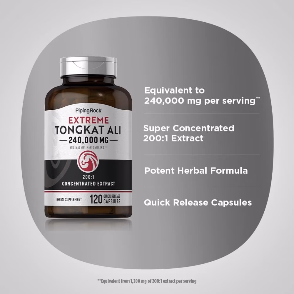 Piping Rock Extreme Tongkat Ali 1200mg 120 Caps 3