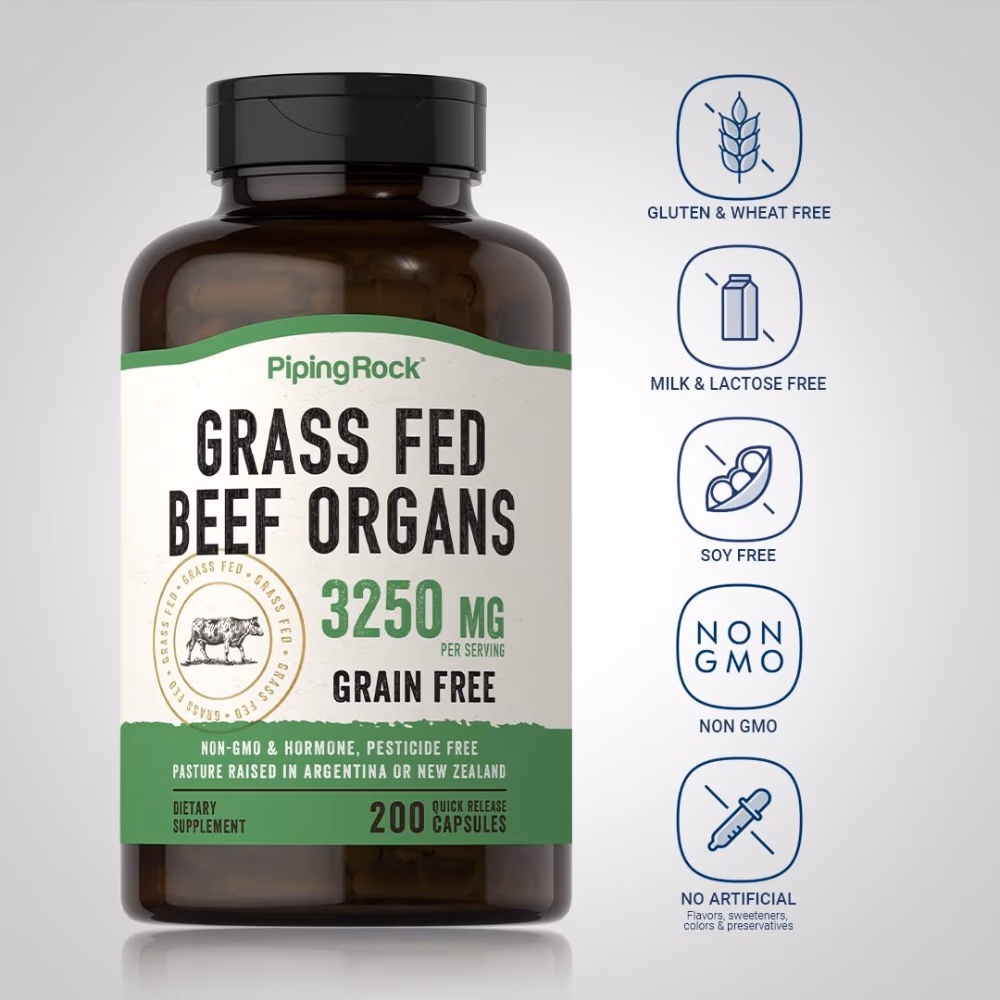 Piping Rock Grassfed Beef Organs 3250MG 200 Caps 4