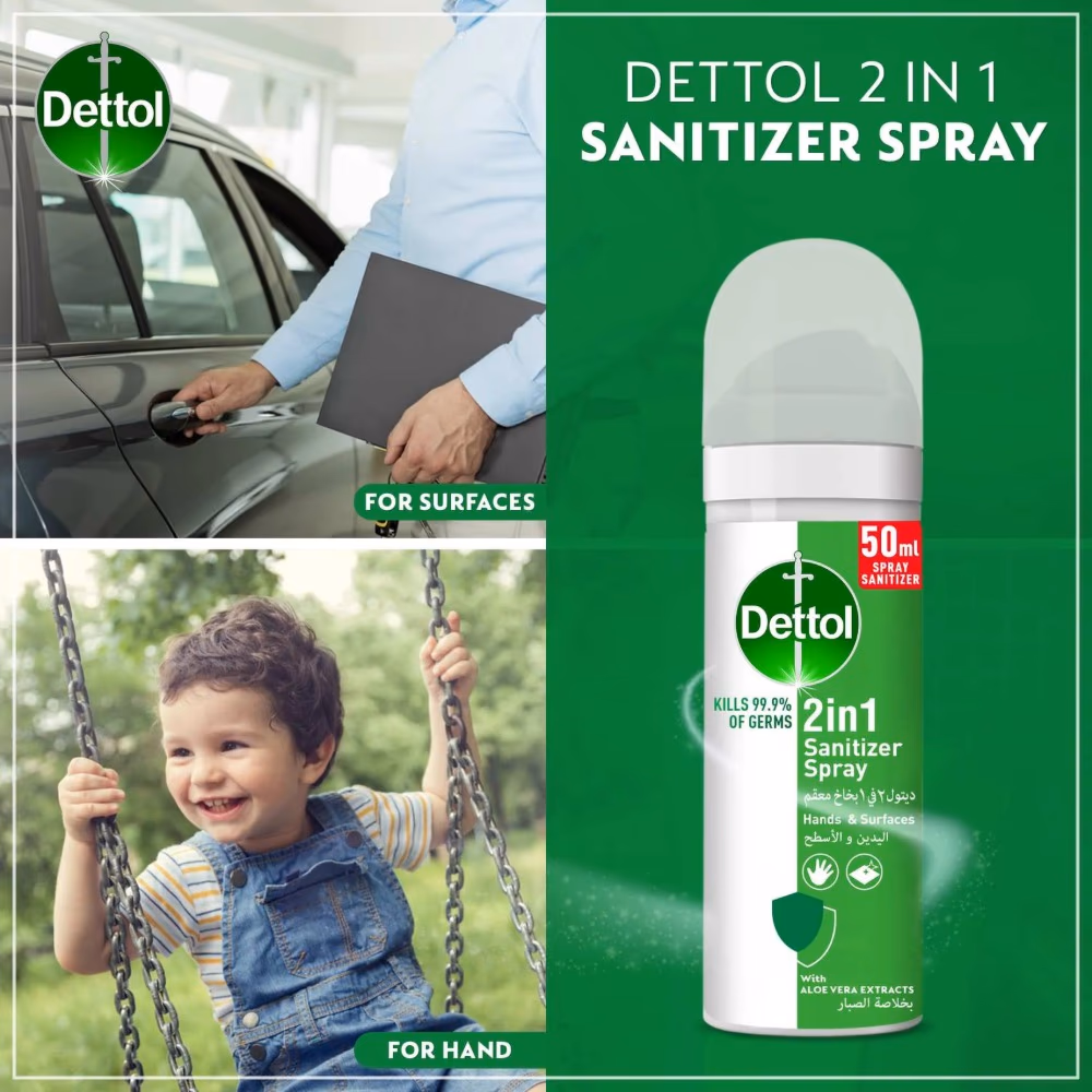 Dettol 2 in 1 Hand and Surface Sanitizer Spray 50ml 3