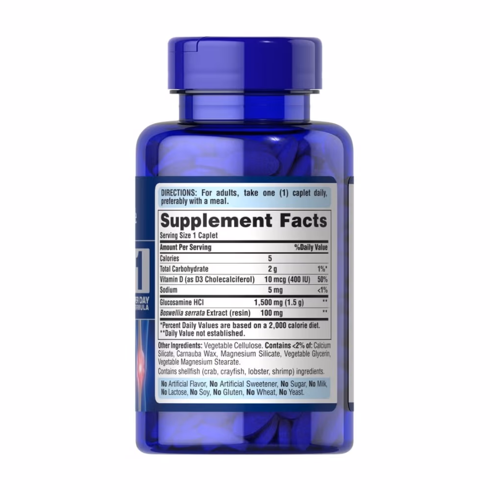 Puritan's Pride Glucosamine Vitamin D3 with Boswellia 60 Caps 2