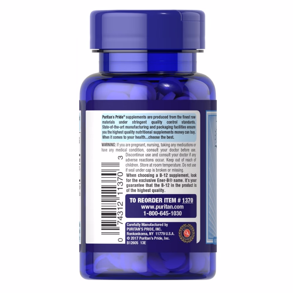 Puritan's Pride Vitamin B12 500mcg 100 Tabs 2