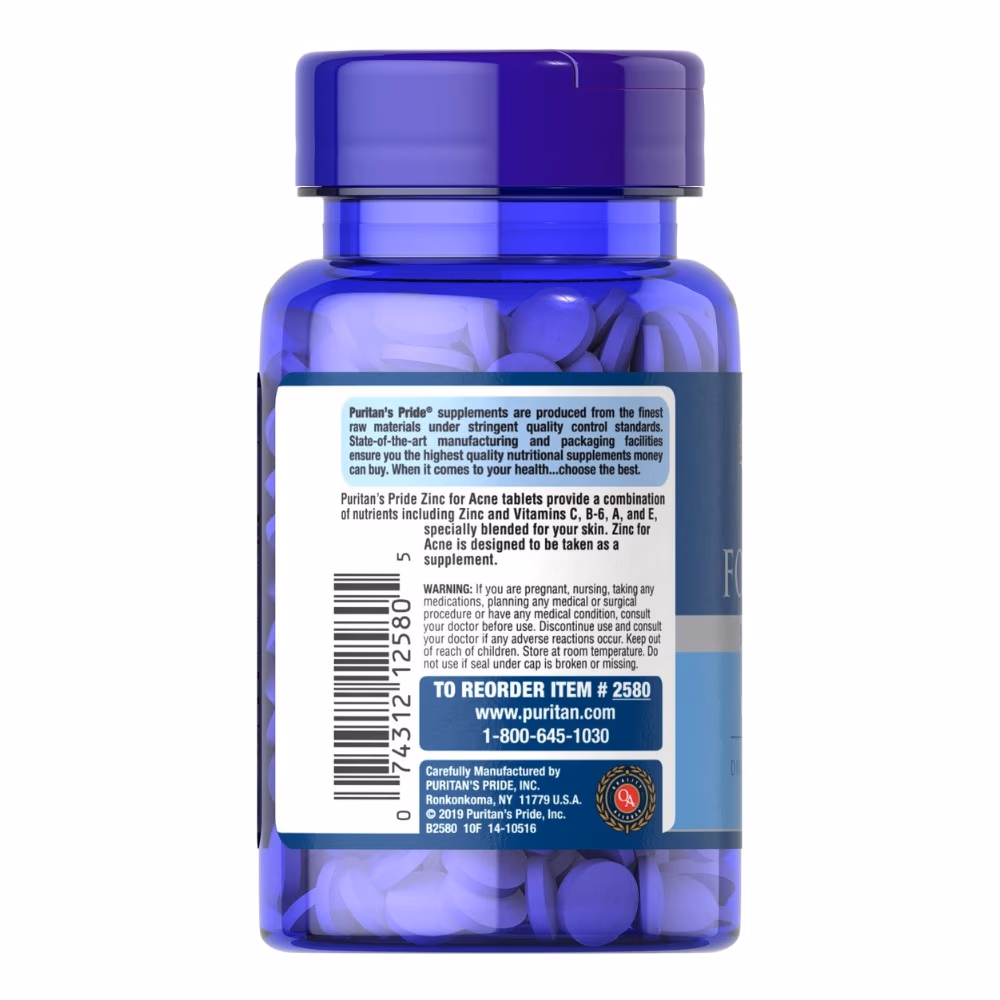 Puritan's Pride Zinc for Acne 100 Tabs 3